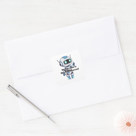 Mijn robot sarcasme is machine-geleerd vierkante sticker (Envelop)