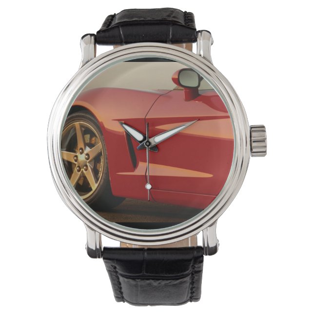 Mijn Rode Corvette Horloge (Voorkant)