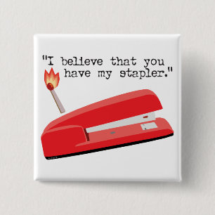 Mijn Rode Stapler Vierkante Button 5,1 Cm