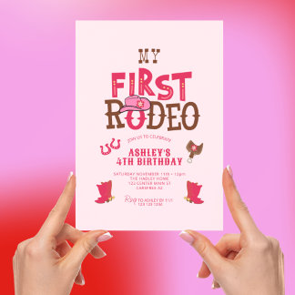 Mijn Rodeo Cowgirl Roze 4de Verjaardag Kaart