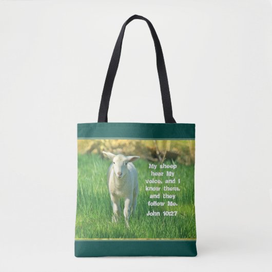 Mijn schaap hoort mijn stem, Bijbel Verse John 10: Tote Bag (Voorkant)