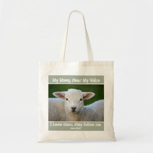 Mijn schaap hoort mijn stem, Bijbel Verse John 10: Tote Bag