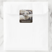 Mijn schaap hoort mijn stem, scripts, schapen in b vierkante sticker (Tas)