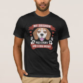 Mijn schaduw heeft vier poten, beagle t-shirt (Voorkant)
