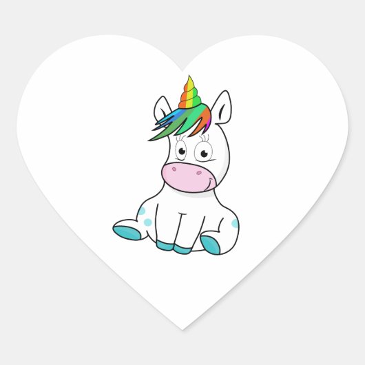 Mijn schattige Unicorn Hart Sticker (Voorkant)