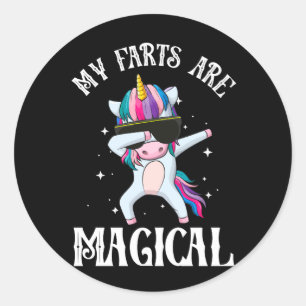 Mijn scheten zijn magische eenhoorn dabbing gag fa ronde sticker