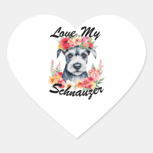 Mijn Schnauzer Bloemhartsticker Hart Sticker