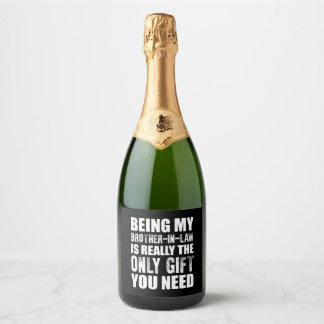 Mijn schoonbroer met cadeautjes voor kerstbroeder sparkling wijnetiket