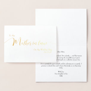 Mijn Schoonmoeder op Mijn Trouwdag Elegante Letter Folie Kaarten