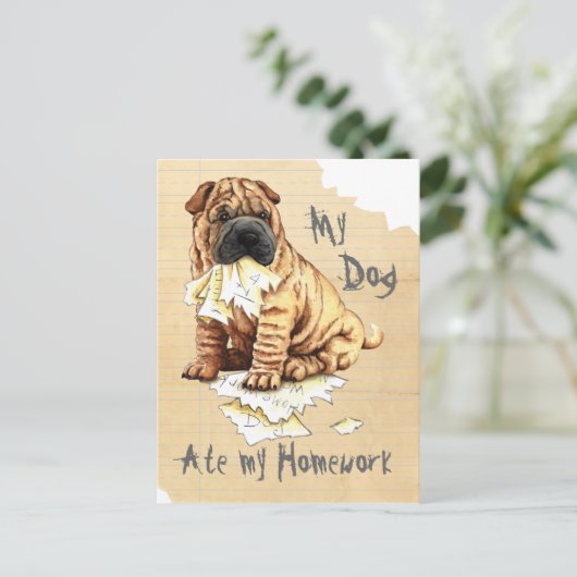 Mijn Shar-Pei Ate Mijn thuiswerk Briefkaart (Staand voorkant)