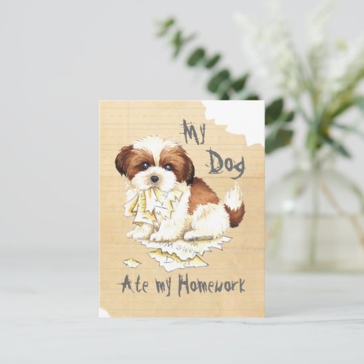Mijn Shih Tzu Ate mijn thuiswerk Briefkaart (Staand voorkant)