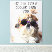 Mijn Shih Tzu is koeler dan jouw zonnebril foto Canvas Afdruk (Insitu (Houten vloer))