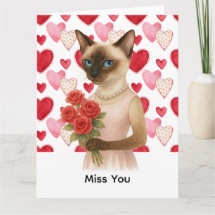 Mijn Siamese kattenmoeder met rozen mist je Kaart