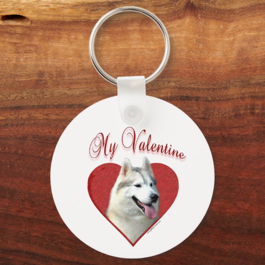 Mijn Siberische Husky Valentijn: Liefde Huskies Sleutelhanger (Achterkant)