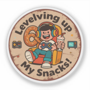 Mijn Snacks Opwaarderen! Grappige Pixel Art Gamer Sticker