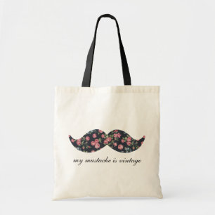 Mijn snor is Floral Tote Bag
