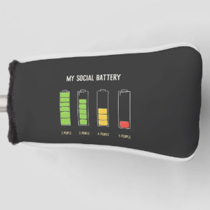 Mijn sociale batterij introvert sociale Humor Golfheadcover