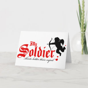 Mijn soldaat schiet beter dan Cupid Feestdagen Kaart