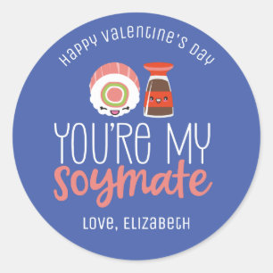 Mijn Soymate Grappige Voedsel Grappen Cute Valenti Ronde Sticker