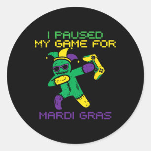 Mijn spel gepauzeerd voor Mardi Gras Jester Dab Je Ronde Sticker