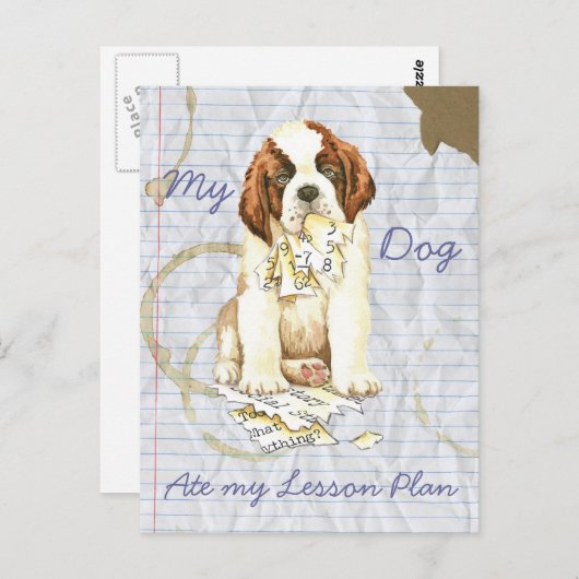 Mijn St. Bernard Ate mijn Lesson Plan Briefkaart (Voorkant / Achterkant)
