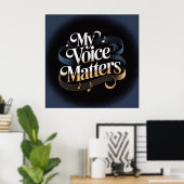 Mijn stem doet ertoe: een gouden affirmatie poster (Thuiskantoor)