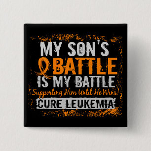 Mijn strijd om 2 leukemiezoon vierkante button 5,1 cm