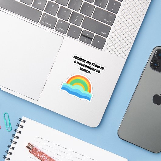 Mijn Stroom Vinden Uitlijning Neurodiverse Wereld Sticker (Laptop met iPhone)