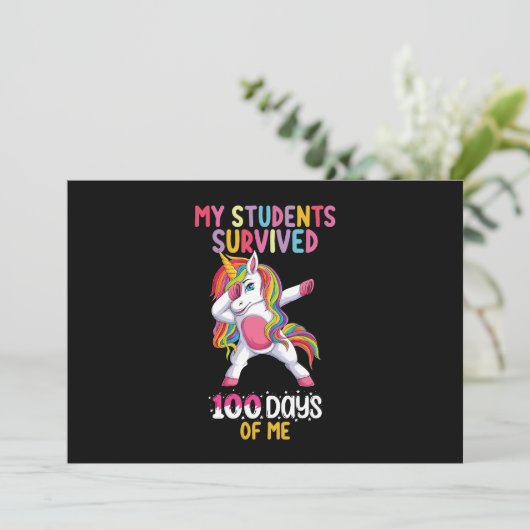 Mijn studenten overleefden 100 dagen van mijn scho kaart (Staand voorkant)
