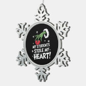 Mijn studenten stalen mijn hart kerst leraar tin sneeuwvlok ornament (Rechts)