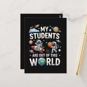 Mijn studenten zijn in deze ruimte wereld briefkaart