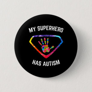 Mijn superheld heeft kennis met autisme ronde button 5,7 cm