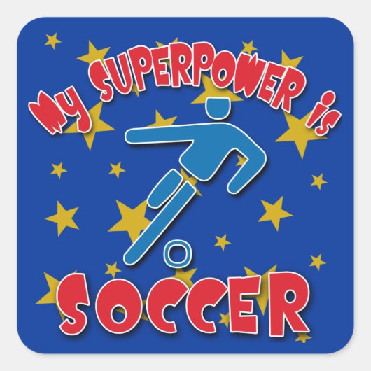 Mijn Superpower is Voetbal Vierkante Sticker (Voorkant)