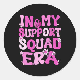Mijn Support Squad Era Groovy Borstkanker Awarenes Ronde Sticker