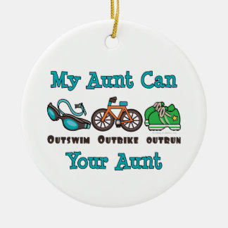 Mijn tante kan buiten de fiets rijden Triathlon Or Keramisch Ornament