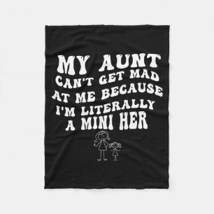 Mijn tante kan niet boos op me worden omdat ik let fleece deken
