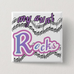 Mijn tante Rocks Tshirts en geschenken Vierkante Button 5,1 Cm