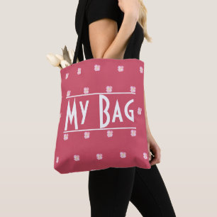 Mijn tas quote typografie roze bloem waterverf