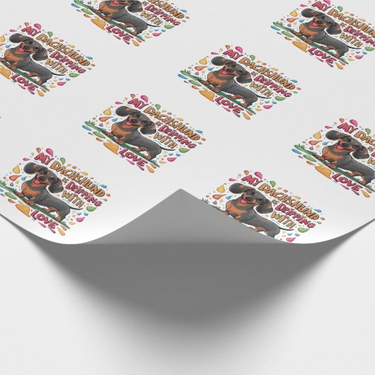 Mijn teckel druipt van de liefde cadeaupapier (Hoek)