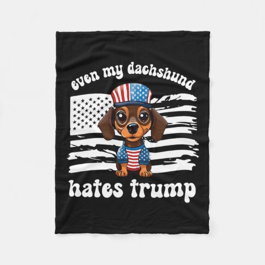 Mijn Teckel Haat Trump Honden Kamala Harris Stem Fleece Deken (Voorkant)