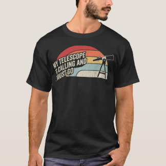 Mijn telescoop roept grappige astronomie retro t-shirt