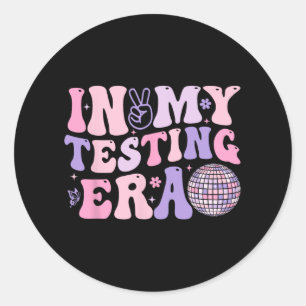 Mijn testtijd Testdag Retro Motivatie Leraar Ronde Sticker