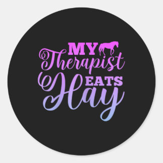 Mijn therapeut eet Hay Horse Paardenrennen Ronde Sticker