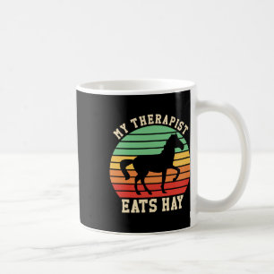 Mijn therapeut eet hooi grappig paardrijden retro koffiemok