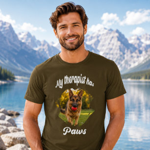 Mijn therapeut heeft poten hond foto bruin t-shirt