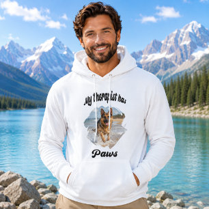 Mijn therapeut heeft poten hond foto citaat grap hoodie