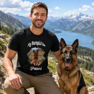 Mijn therapeut heeft poten hond foto zwart t-shirt