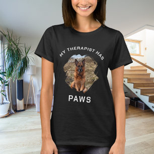 Mijn therapeut heeft poten hond foto zwart t-shirt