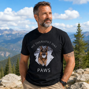 Mijn therapeut heeft poten Hond GSD Foto Zwart T-shirt
