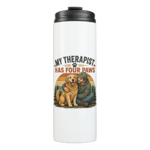 Mijn therapeut heeft vier poten Golden Retriever R Thermosbeker